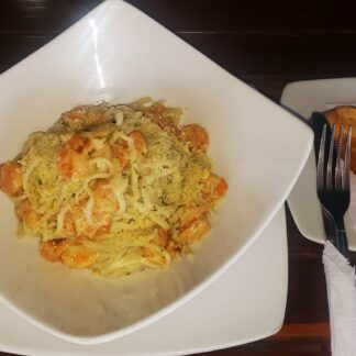 espaguetti camarones