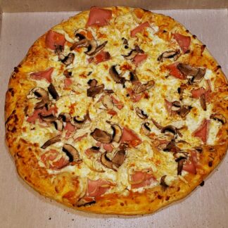pizza jamon pollo champiñon